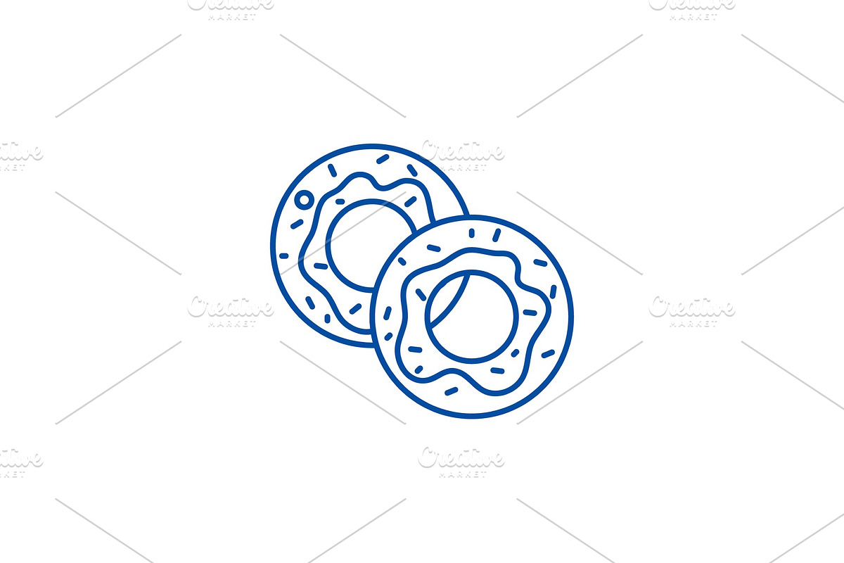 Donuts line icon concept. Donuts in Illustrations - product preview 8