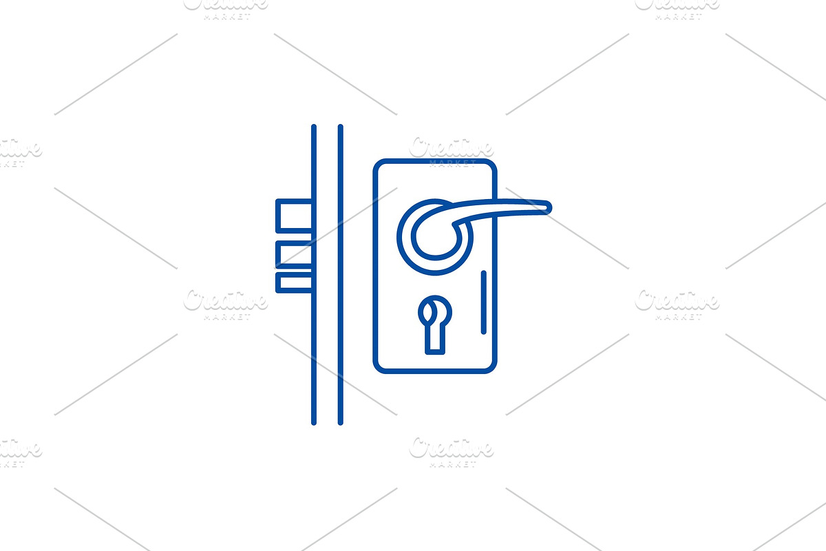 Door lock line icon concept. Door in Illustrations - product preview 8