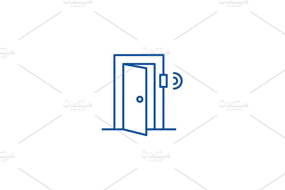 Door signal security line icon in Illustrations - product preview 8