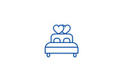 Double bed with heart line icon