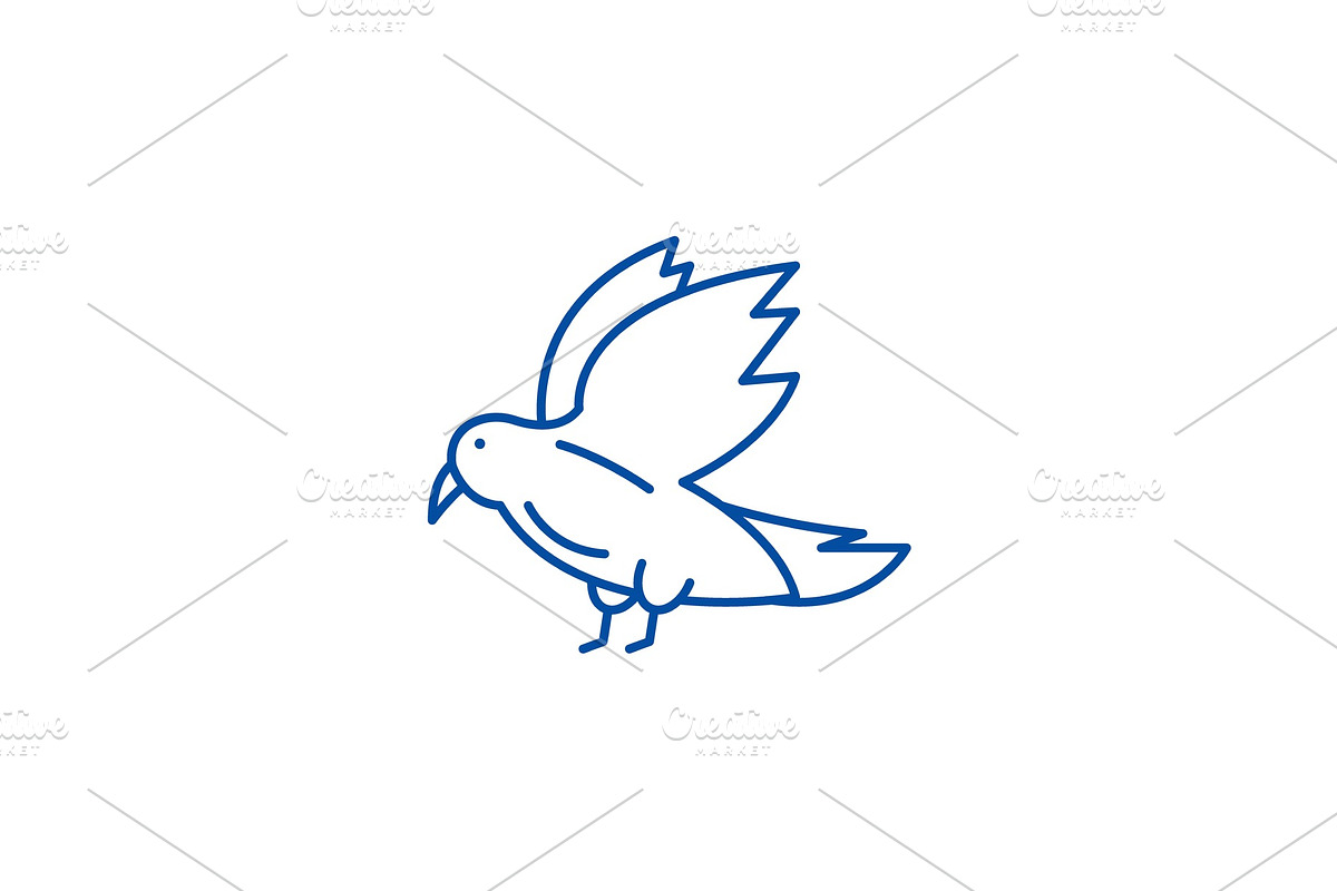 Dove line icon concept. Dove flat in Illustrations - product preview 8