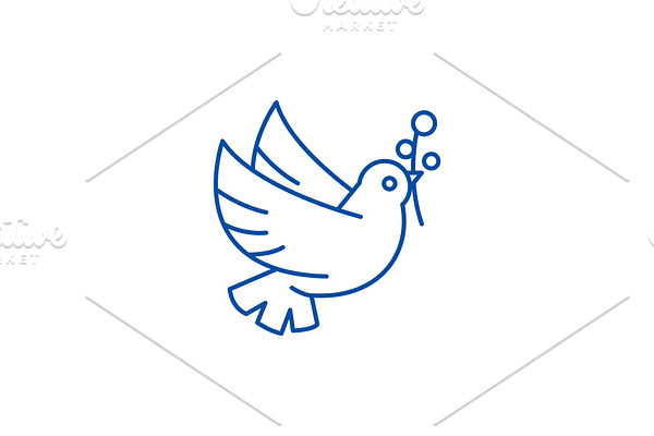 Dove of peace line icon concept
