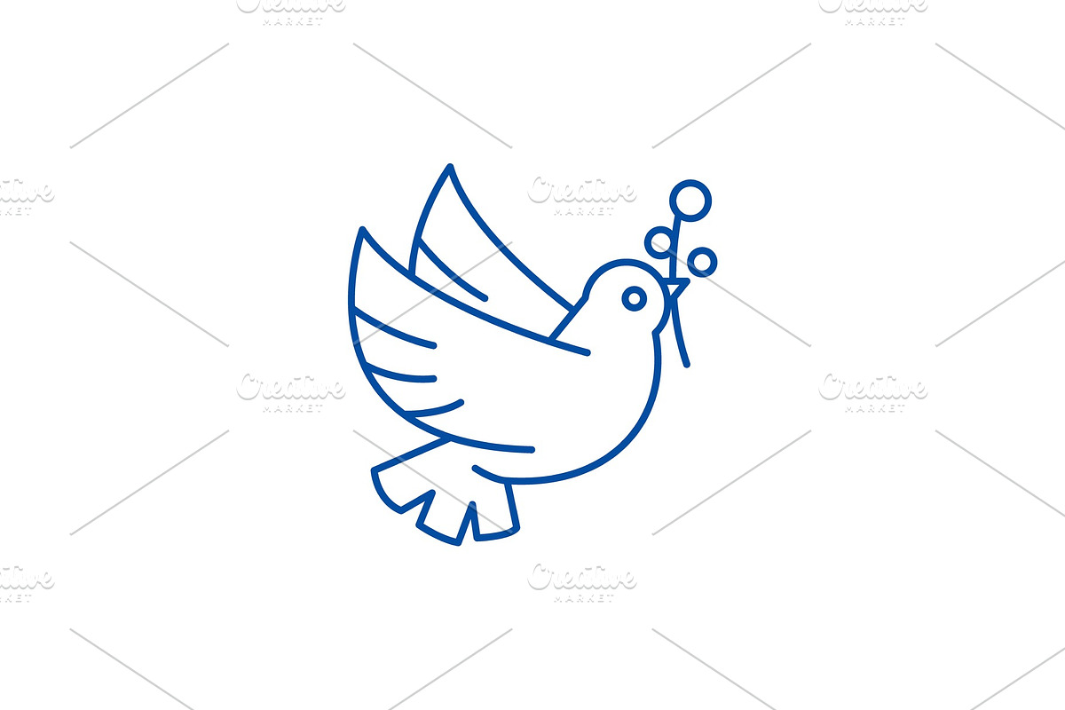 Dove of peace line icon concept in Illustrations - product preview 8