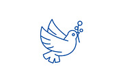 Dove of peace line icon concept