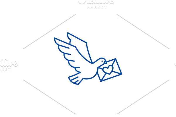 Dove with a letter line icon concept