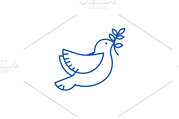 Dove, peace line icon concept. Dove