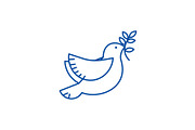 Dove, peace line icon concept. Dove