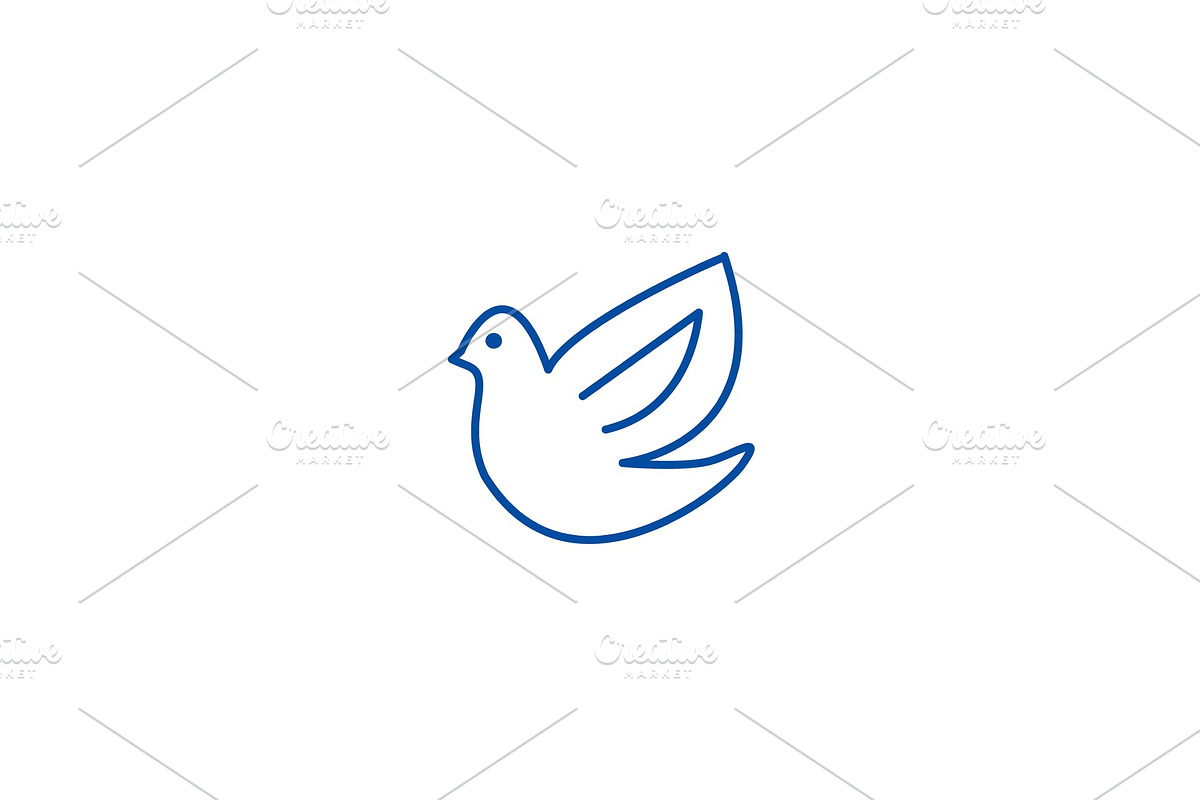 Dove,bird line icon concept. Dove in Illustrations - product preview 8