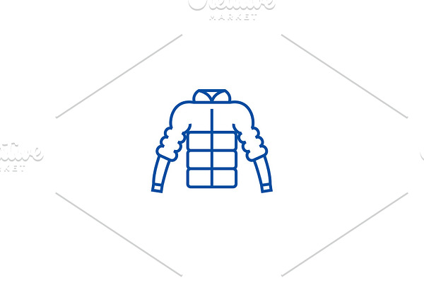 Down jacket line icon concept. Down