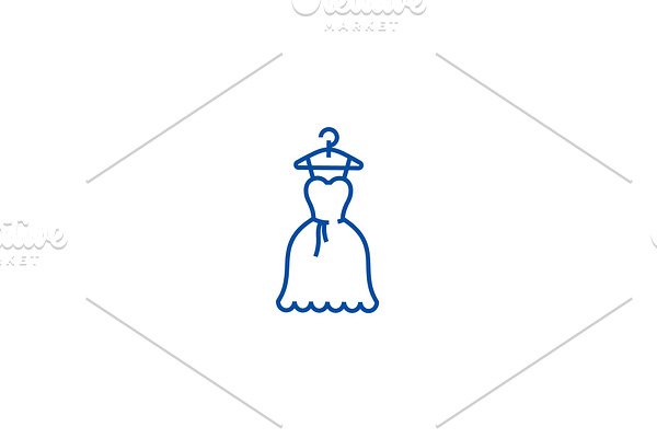 Dress wedding, ball gown line icon