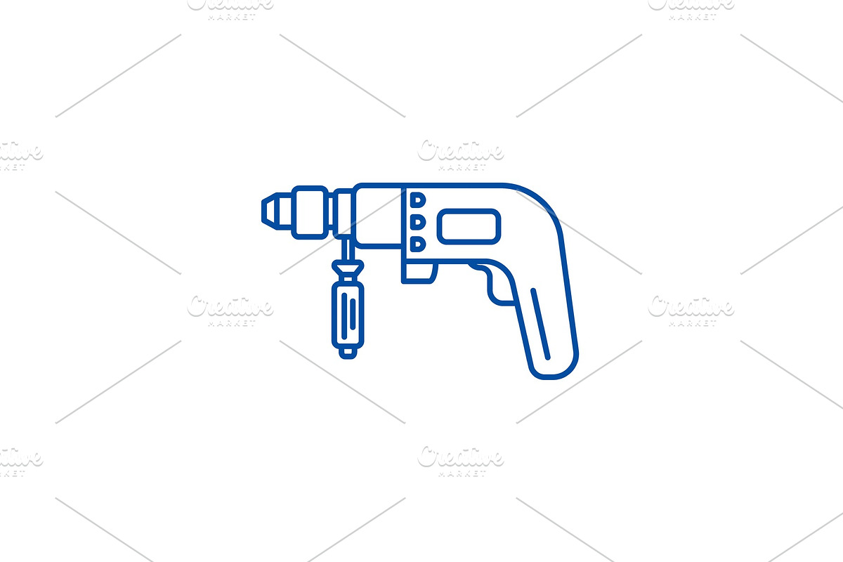 Drilling machine illustration line in Illustrations - product preview 8