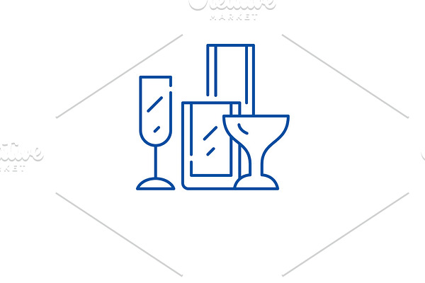 Drinks glassware line icon concept