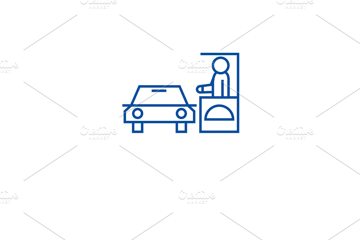 Drive thru restaurant line icon in Illustrations - product preview 8