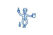 Drunk man line icon concept. Drunk