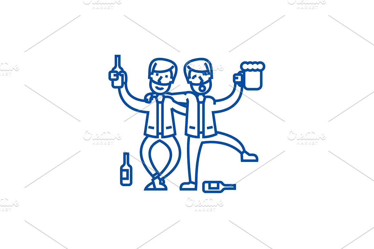 Drunk people,drunk party,two men in Illustrations - product preview 8