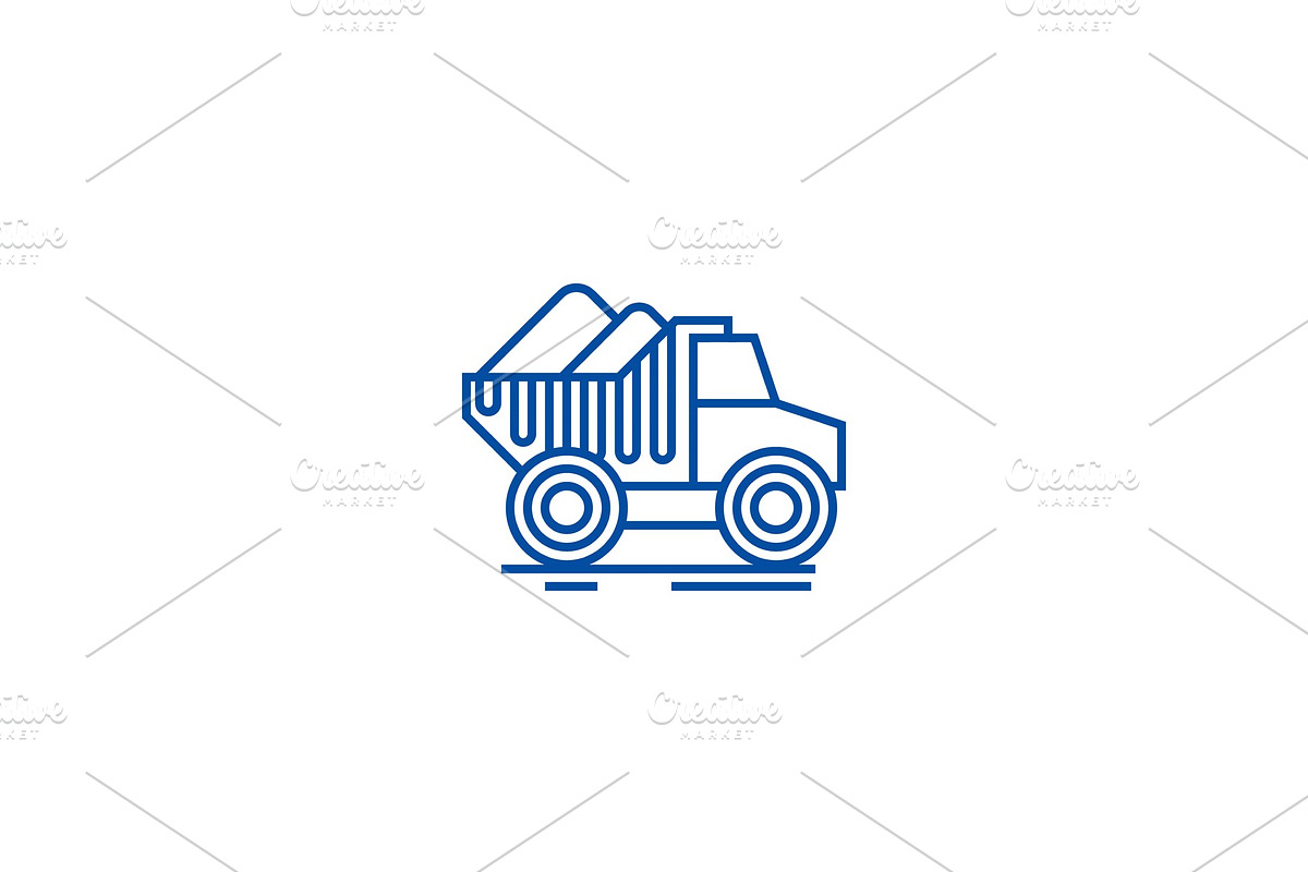 Dumper truck with sand line icon in Illustrations - product preview 8