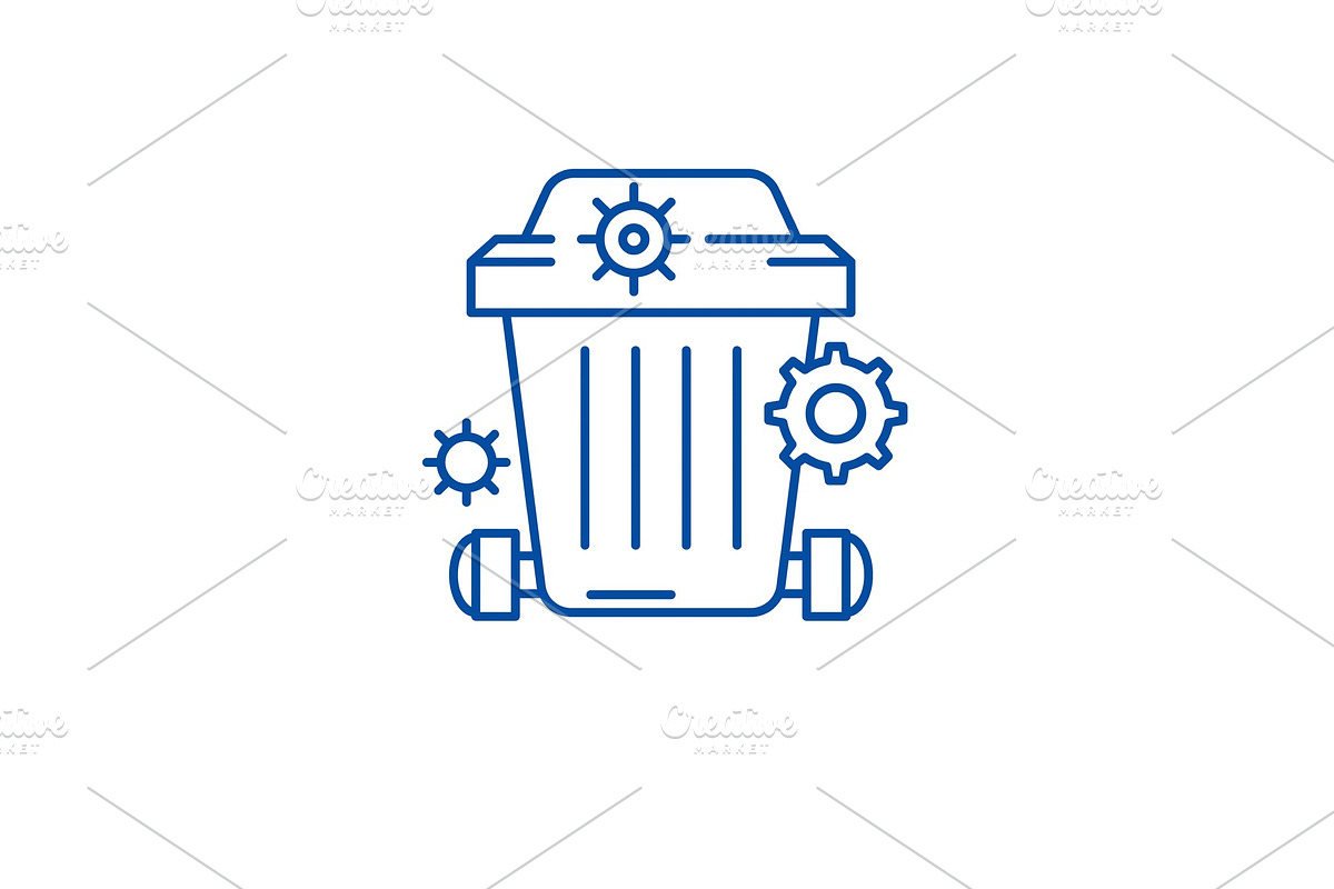 Dustbin line icon concept. Dustbin in Objects - product preview 8