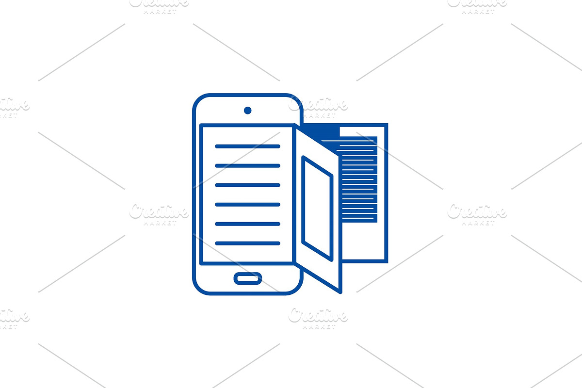 E book,online reading line icon in Illustrations - product preview 8
