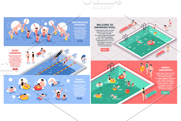 Swimming Pool Isometric Set in Illustrations - product preview 2