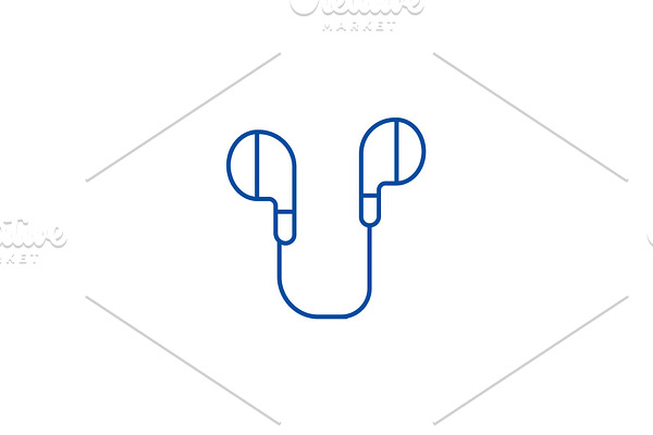 Earphones line icon concept