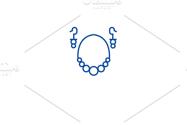 Earrings necklace line icon concept
