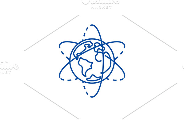 Earth planet line icon concept
