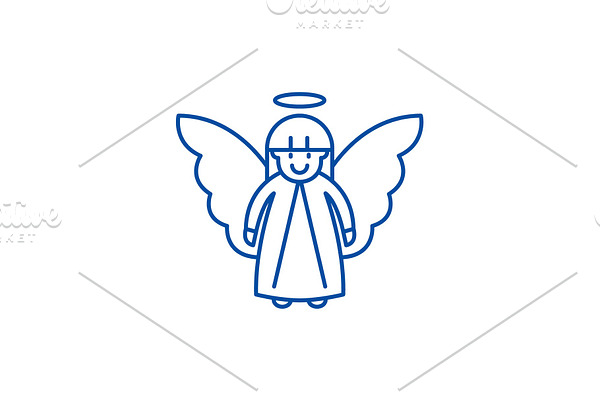 Easter angel line icon concept