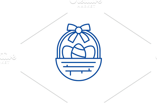 Easter basket line icon concept