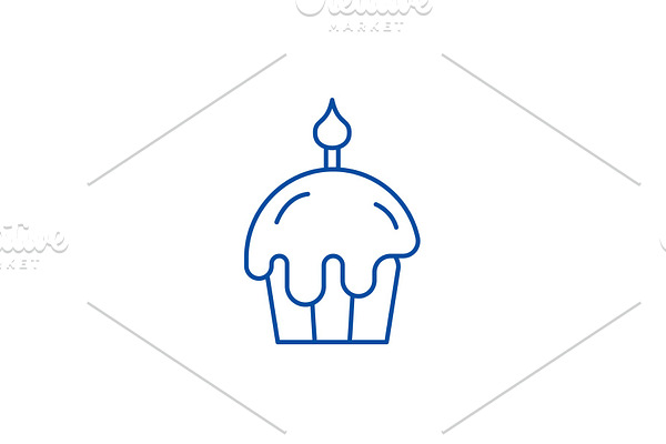 Easter cake line icon concept