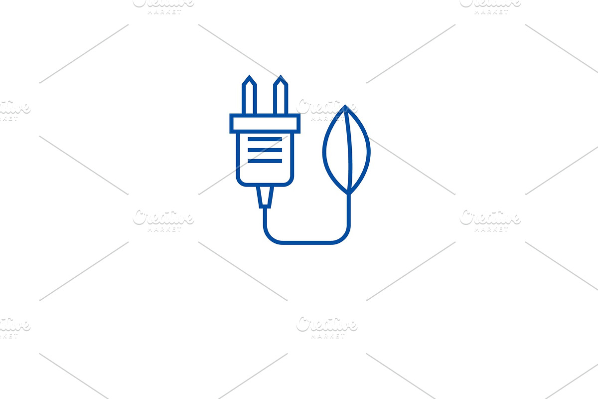 Eco plug, renewable energy line icon in Illustrations - product preview 8