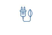 Eco plug, renewable energy line icon