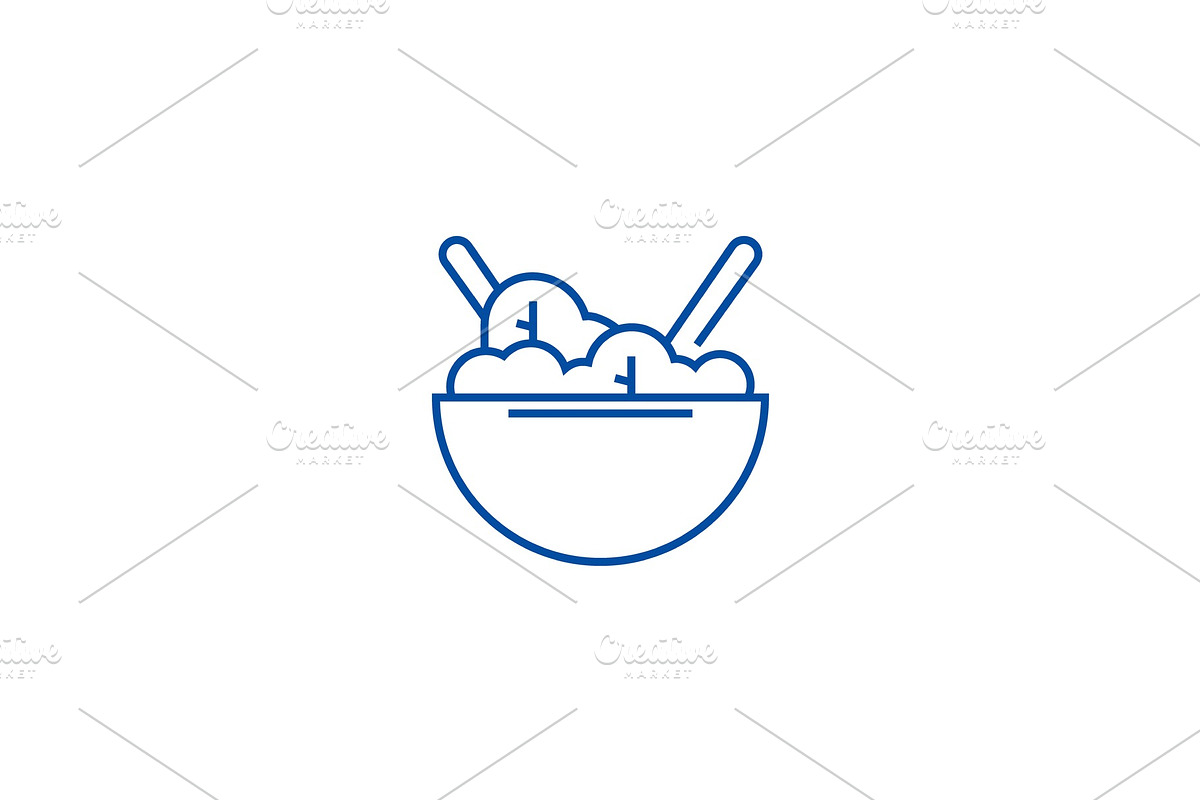 Eco salad bowl line icon concept in Illustrations - product preview 8
