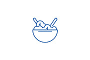 Eco salad bowl line icon concept