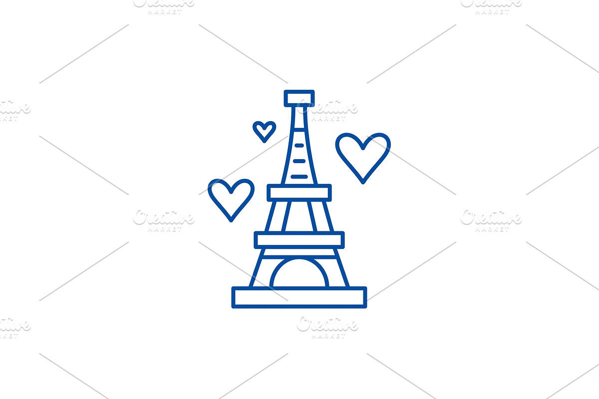Eiffel tower line icon concept in Illustrations - product preview 8