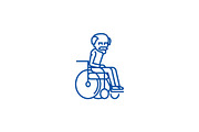 Elder man in wheelchair line icon