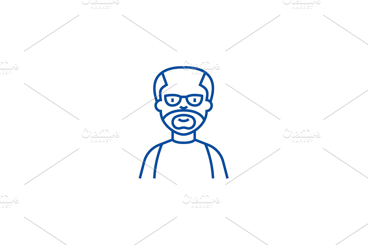 Elder man,grandfather line icon in Illustrations - product preview 8