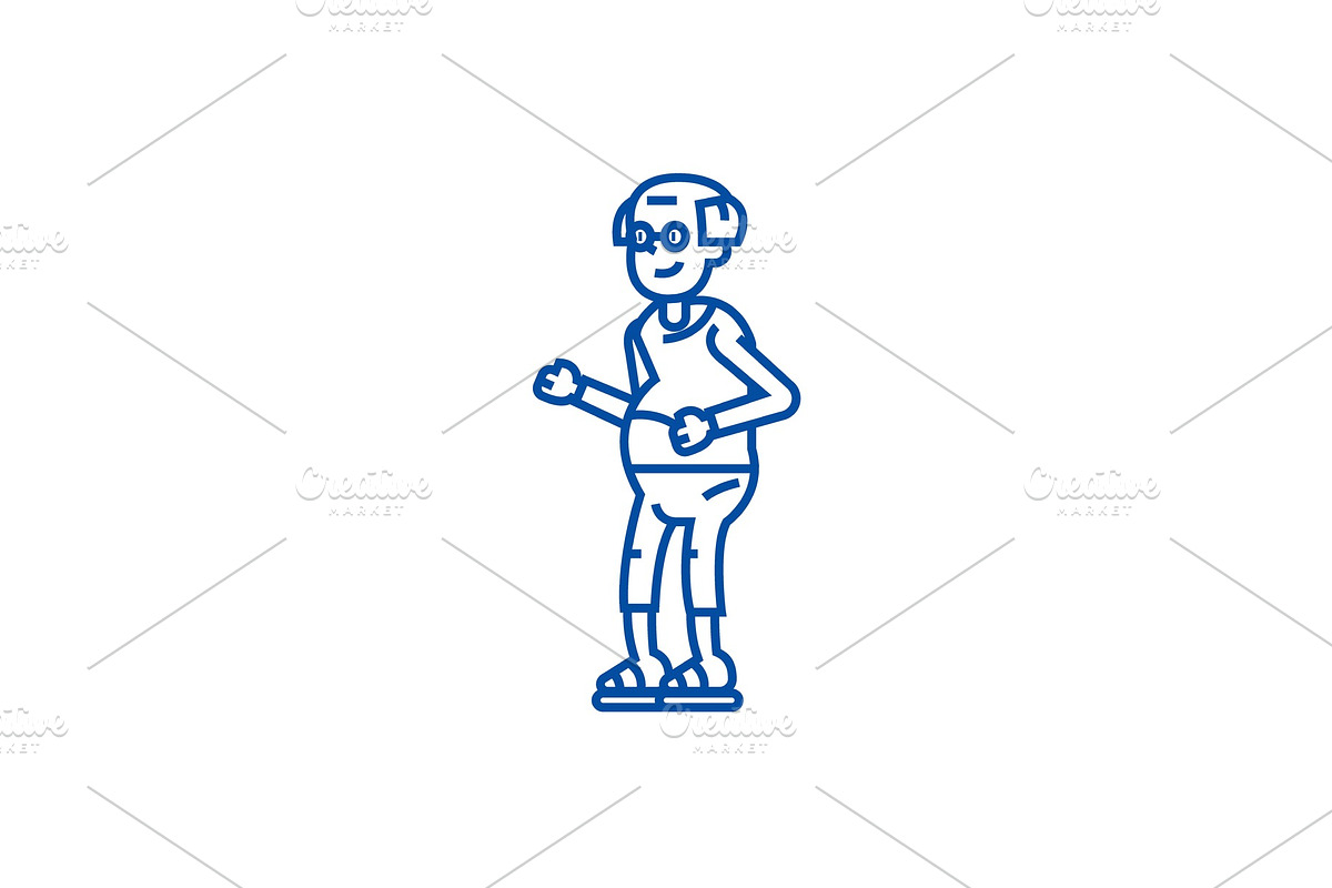 Elderly man,grandfather line icon in Illustrations - product preview 8