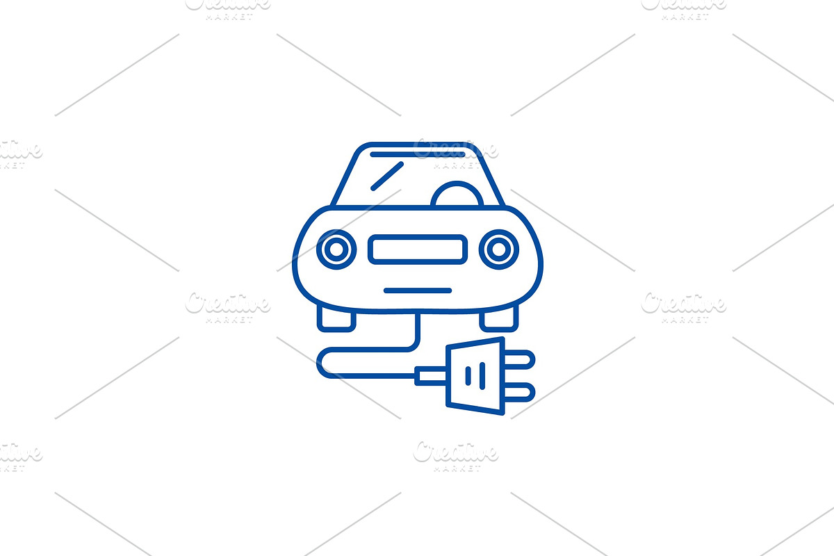 Electric car line icon concept in Illustrations - product preview 8