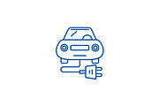 Electric car line icon concept