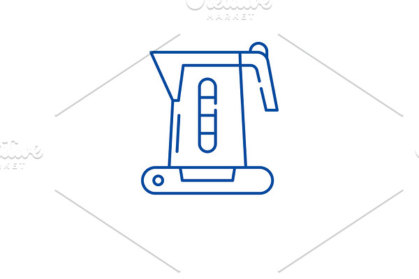 Electric kettle line icon concept
