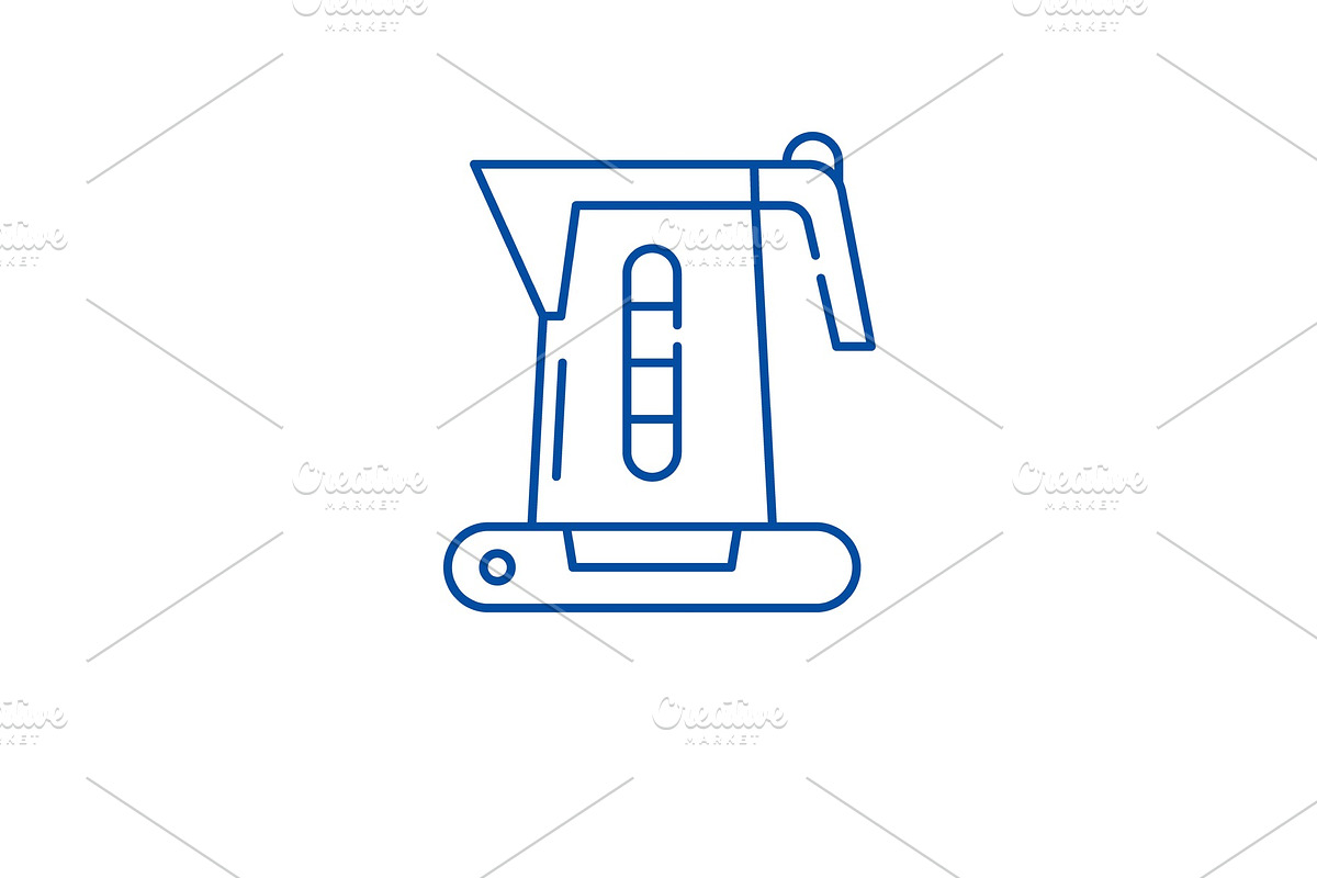 Electric kettle line icon concept in Illustrations - product preview 8
