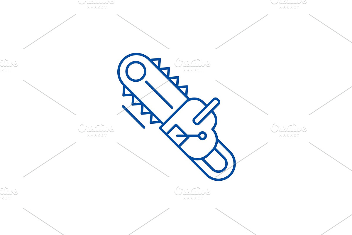 Electric saw line icon concept in Illustrations - product preview 8