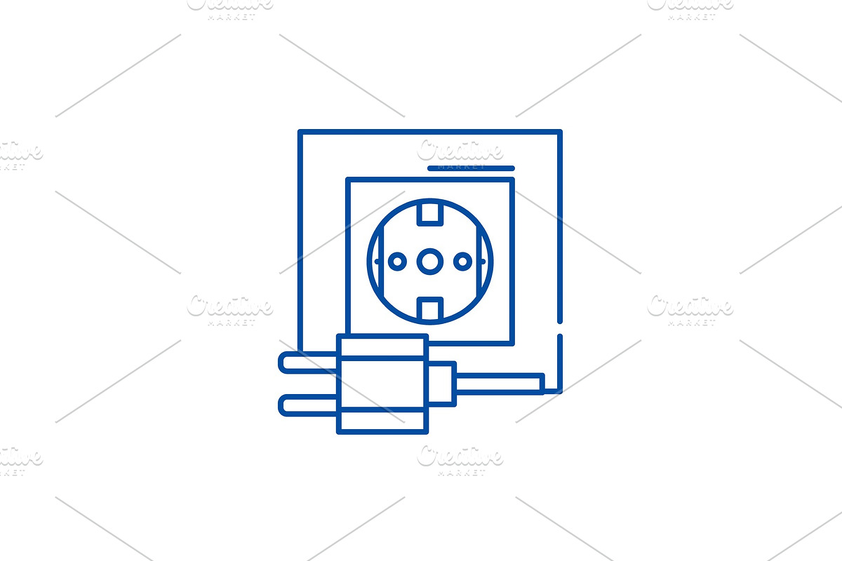 Electric socket line icon concept in Illustrations - product preview 8