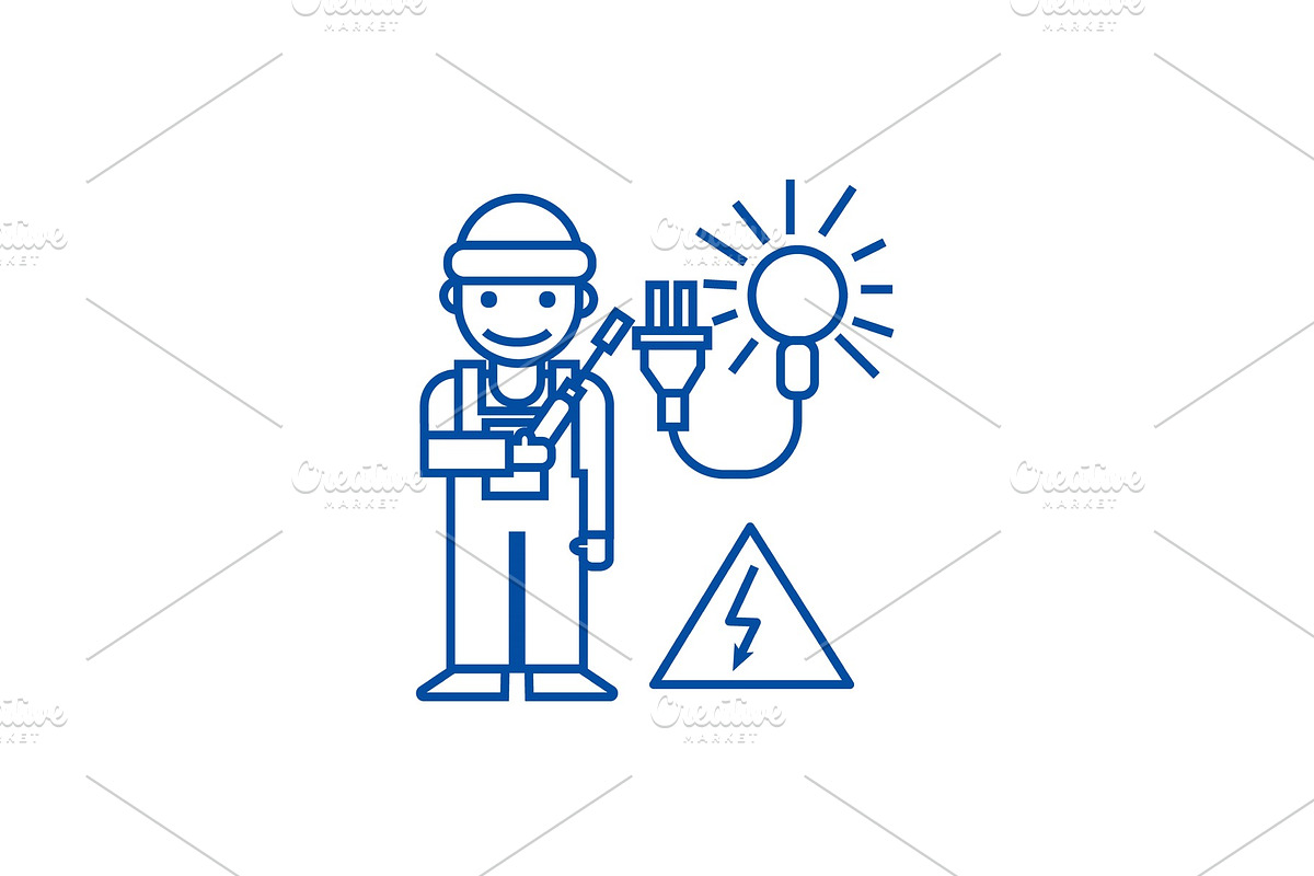 Electrican line icon concept in Illustrations - product preview 8
