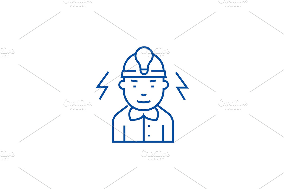 Electrician line icon concept in Illustrations - product preview 8