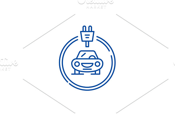 Electrics cars line icon concept