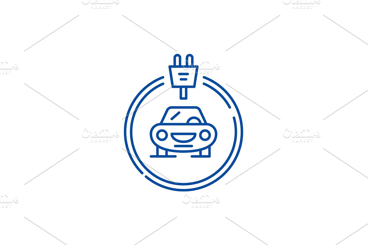 Electrics cars line icon concept in Illustrations - product preview 8