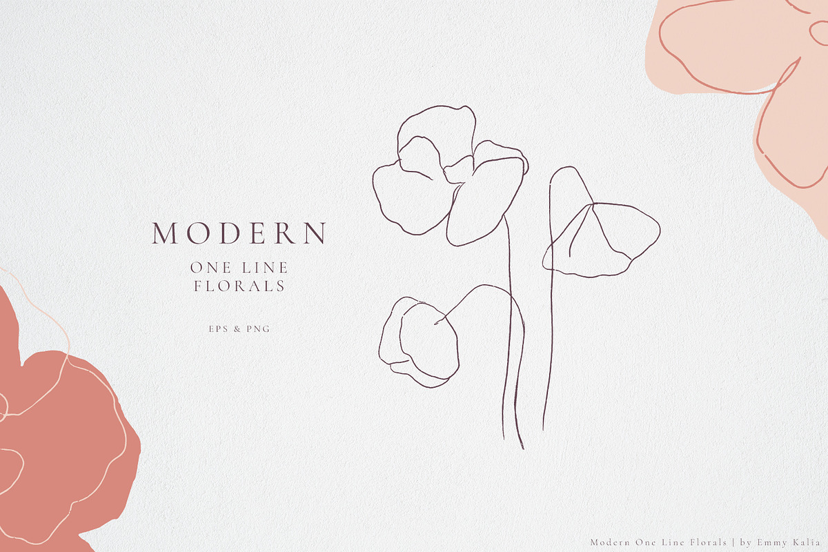 Modern One Line Floral Drawings in Illustrations - product preview 8