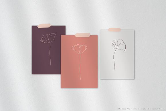 Modern One Line Floral Drawings in Illustrations - product preview 1