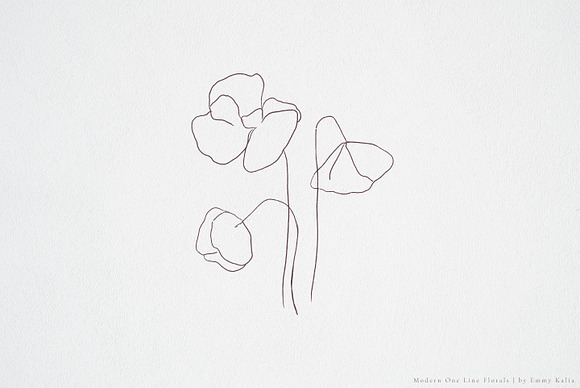 Modern One Line Floral Drawings in Illustrations - product preview 3